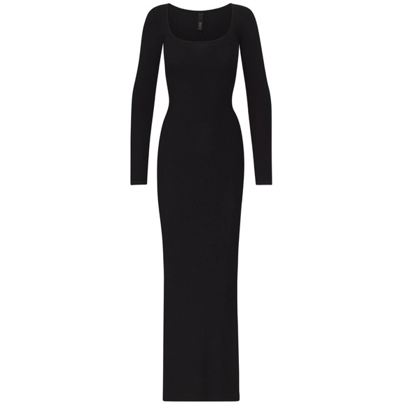 SKIMS SOFT LOUNGE LONG SLEEVE DRESS ‘ONYX’ - Picture 7 of 15